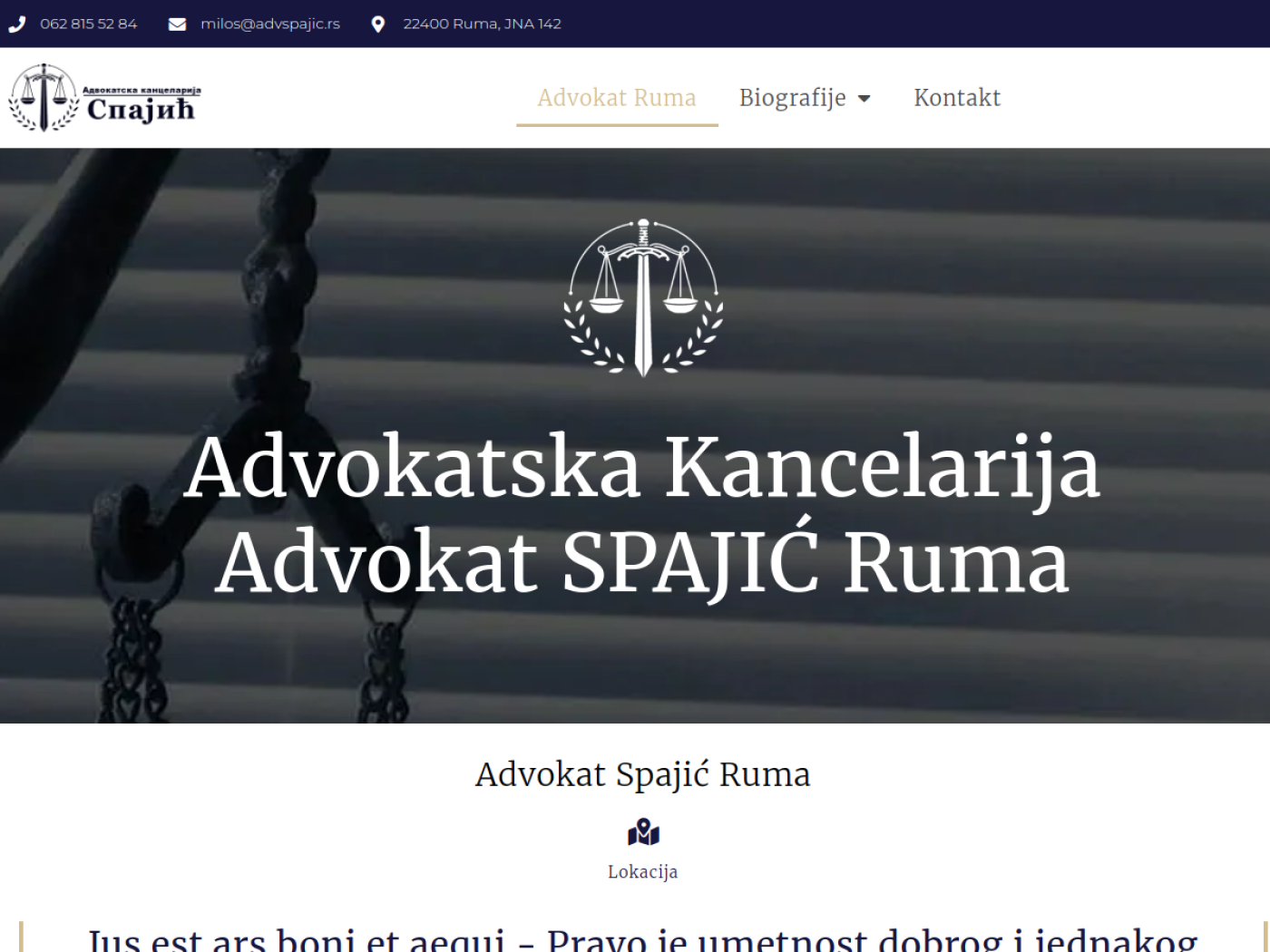Screenshot sajta Advokat Spajić